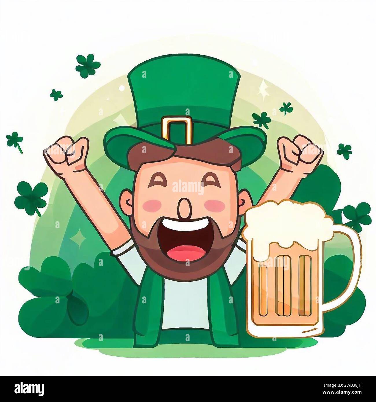 Eine Illustration eines grünen Mannes mit Bier auf St. Patrick's Day Stockfoto