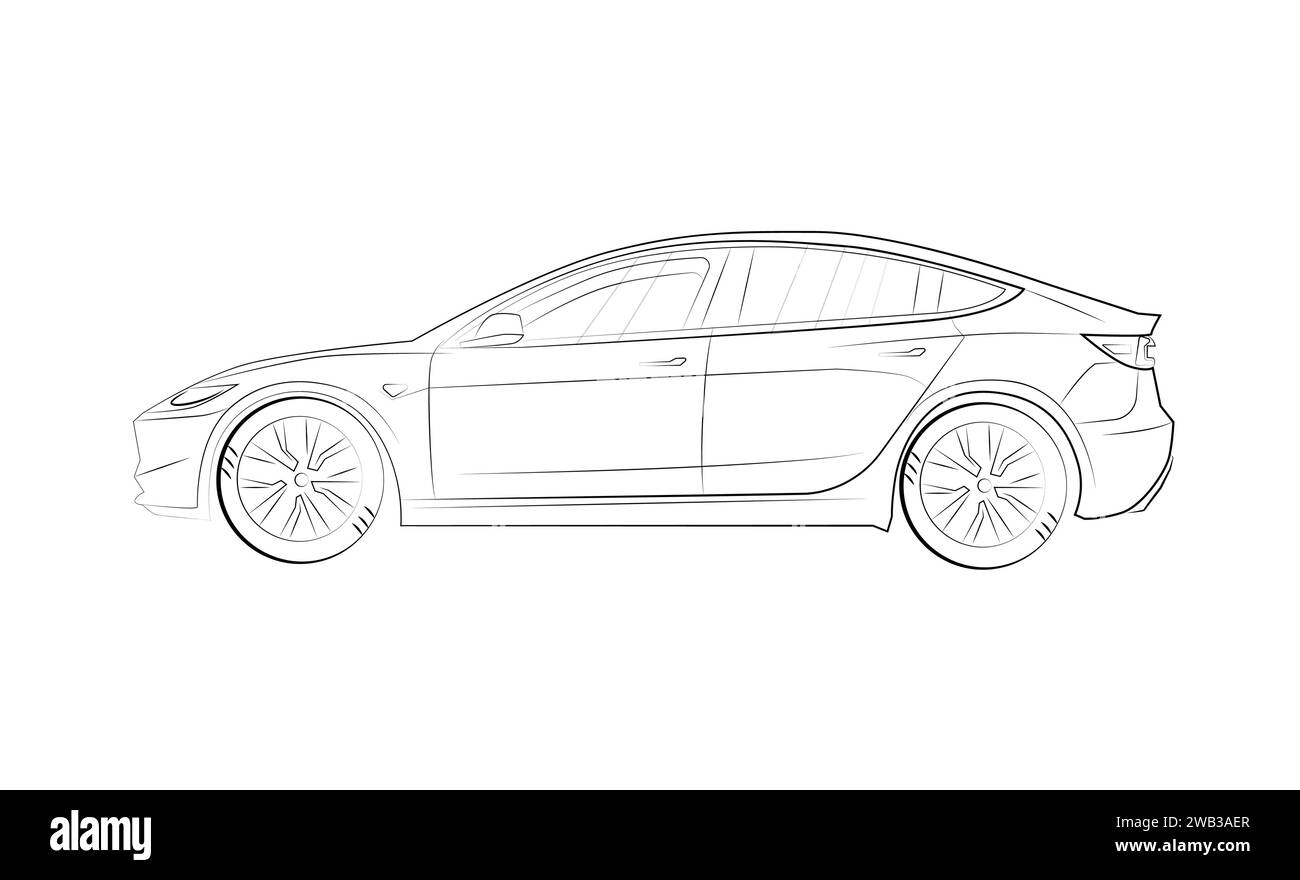 tesla Modell 3 2024 Modellauto. Stock Vektor
