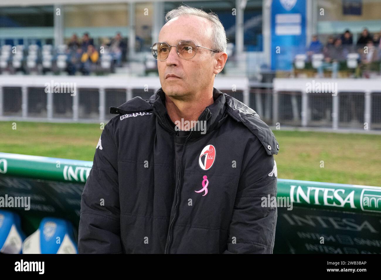 Pasquale Marino Cheftrainer des SSC Bari während des italienischen Fußballspiels der Serie B zwischen Brescia Calcio und SSC Bari in der Mario Rigamonti Sta Stockfoto