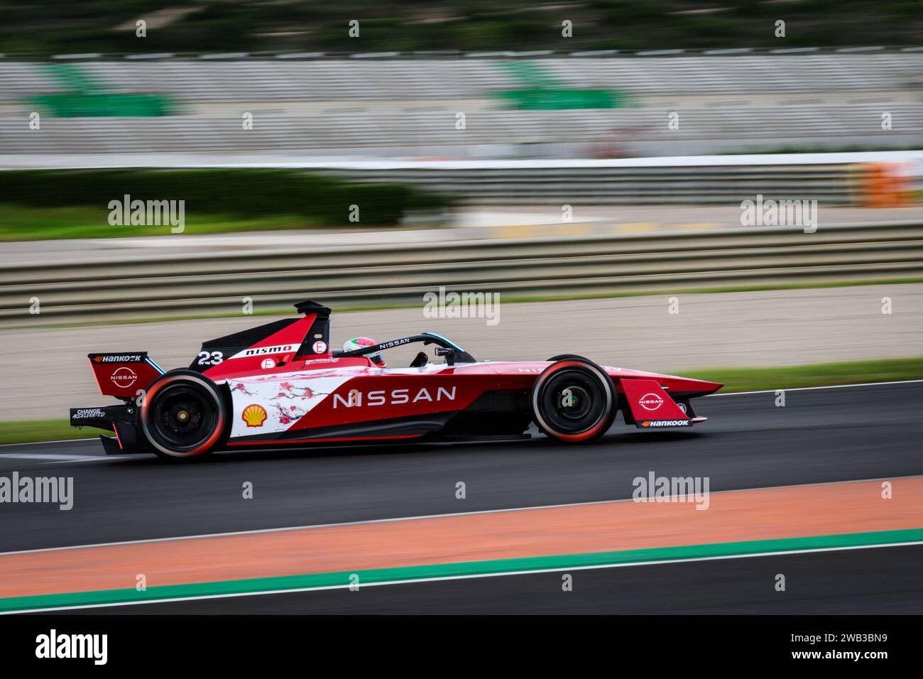 NISSAN Formel E Elektroauto Training auf dem Ricardo Tormo Circuit in Valencia während des ABB FIA Formel E Test 2024 Stockfoto