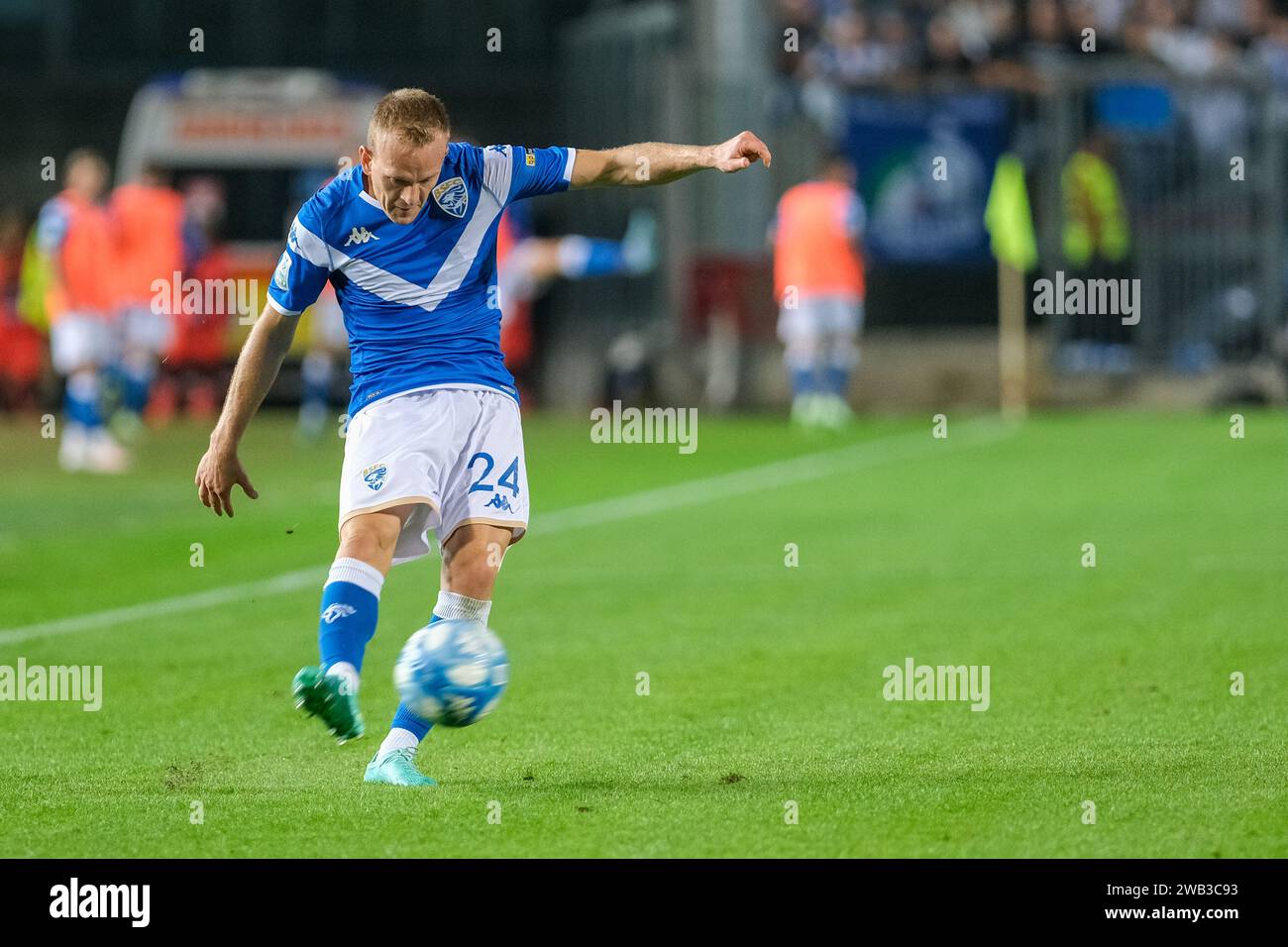 Lorenzo Maria Dickmann vom FC Brescia Calcio während des italienischen Fußballspiels der Serie B zwischen Brescia Calcio und Feralpisal˜ bei Mario Rigam Stockfoto