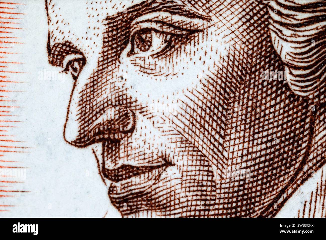 Porträt von Friedrich von Schiller (1759–1805) Schriftsteller - Detail einer deutschen Briefmarke (Berlin: 1959) Stockfoto