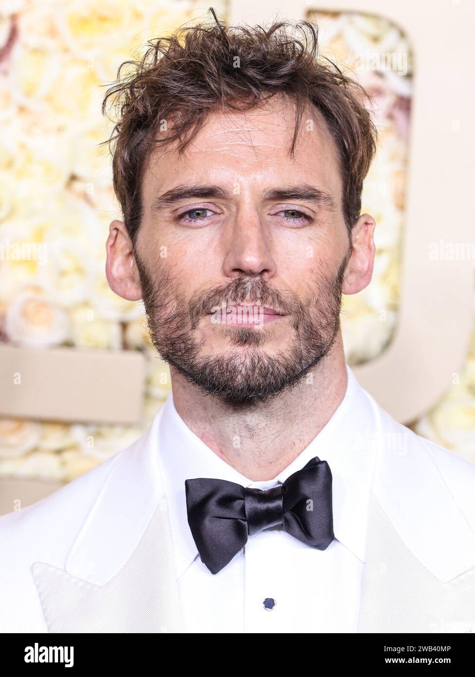 Beverly Hills, Usa. Januar 2024. BEVERLY HILLS, LOS ANGELES, KALIFORNIEN, USA - JANUAR 07: Sam Claflin kommt zu den 81. Jährlichen Golden Globe Awards, die am 7. Januar 2024 im Beverly Hilton Hotel in Beverly Hills, Los Angeles, Kalifornien, USA, stattfinden. (Foto: Xavier Collin/Image Press Agency) Credit: Image Press Agency/Alamy Live News Stockfoto