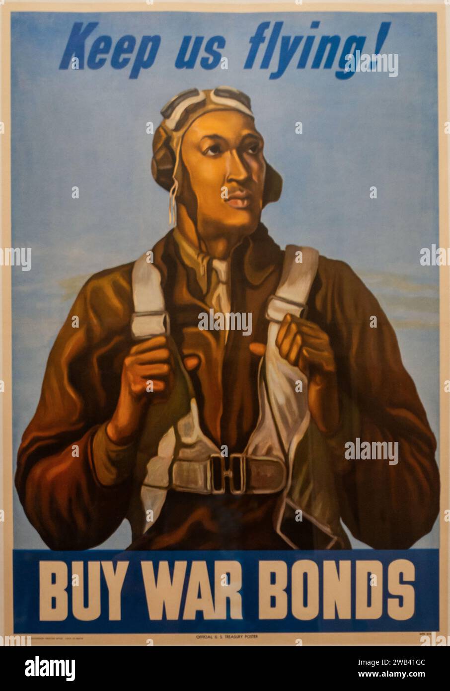 Poster für Kriegsanleihen mit dem toskegee Airman Robert W. Diez während des Zweiten Weltkriegs. Stockfoto
