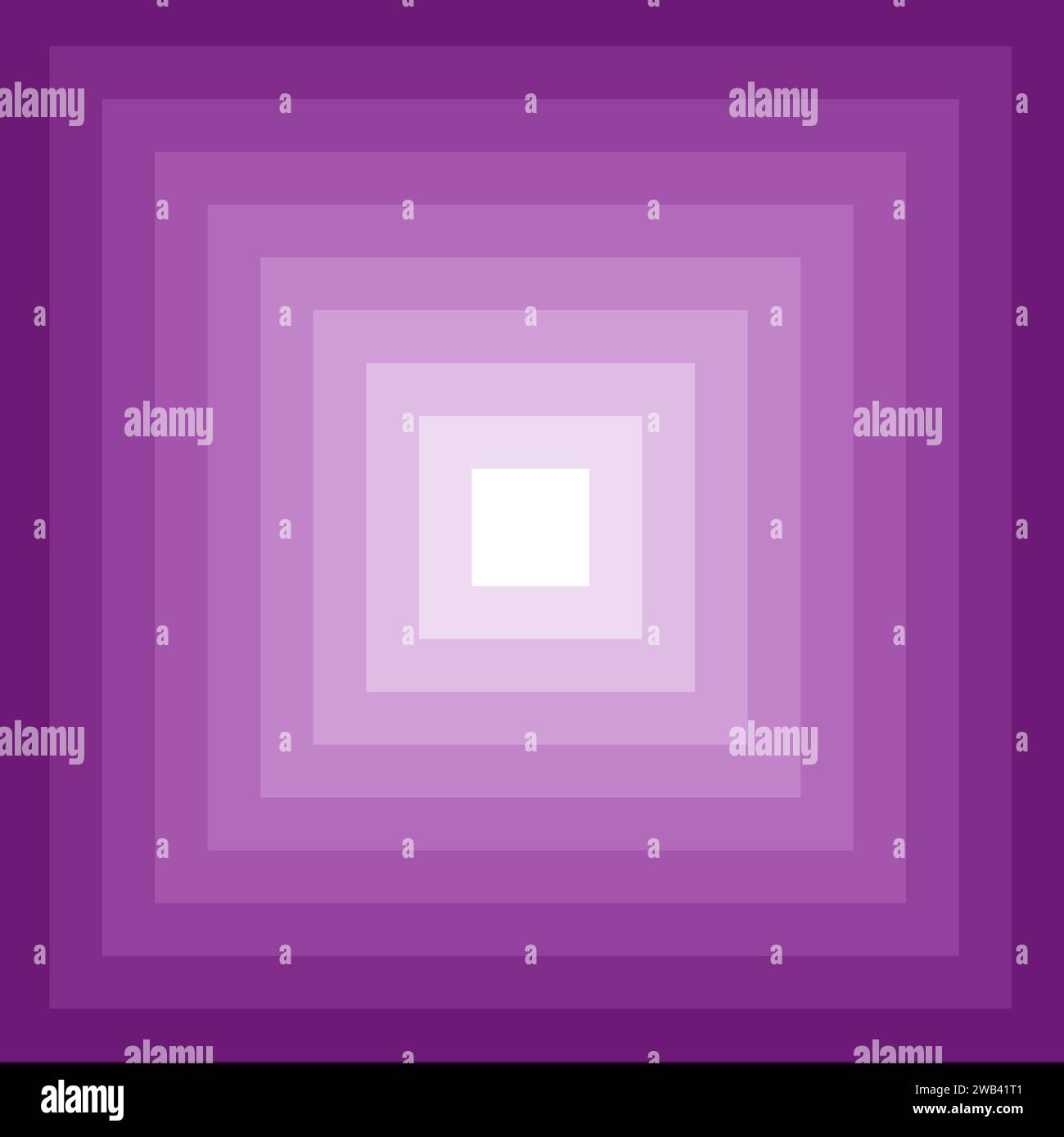 Abbildung: Verlaufender violetter abstrakter 3D-Rahmen mit mehreren Quadraten Stockfoto