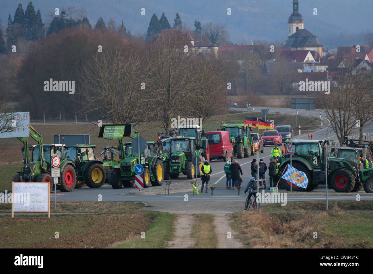 Protestierende Bauern in oberfranken Stockfoto
