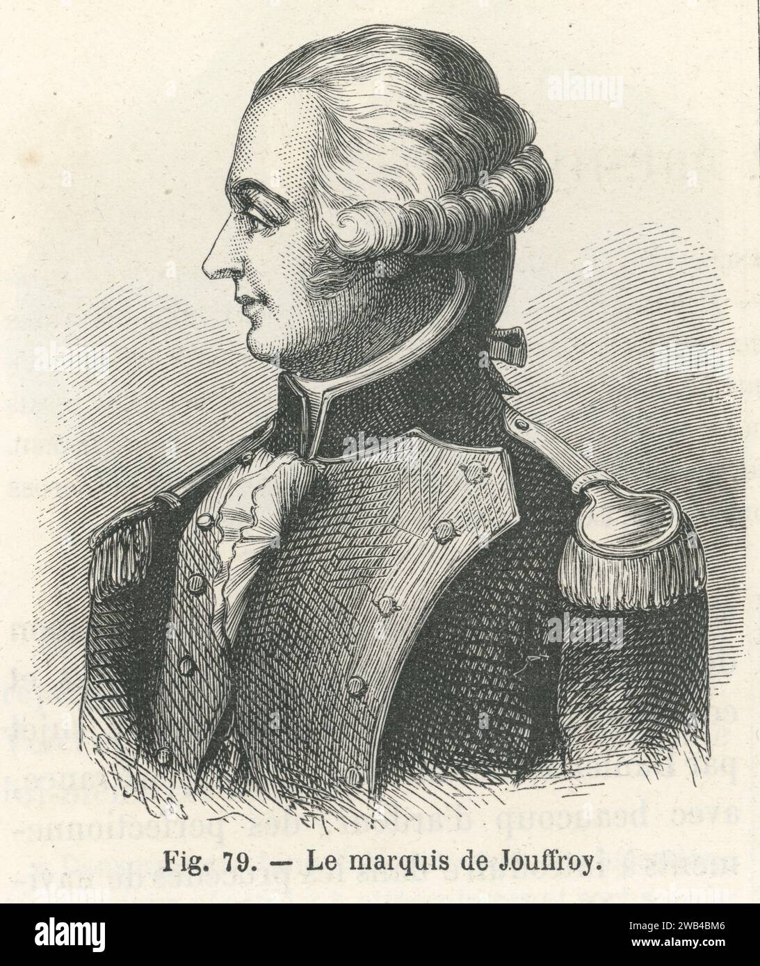 Porträt von Claude-Francois-Dorothée, Marquis de Jouffroy d'Abbans, französischer Marineingenieur. Illustration aus „Les Merveilles de la Science ou description populaire des inventions modern“ von Louis Figuier geschrieben und 1867 bei Furne, Jouvet et Cie veröffentlicht. Stockfoto