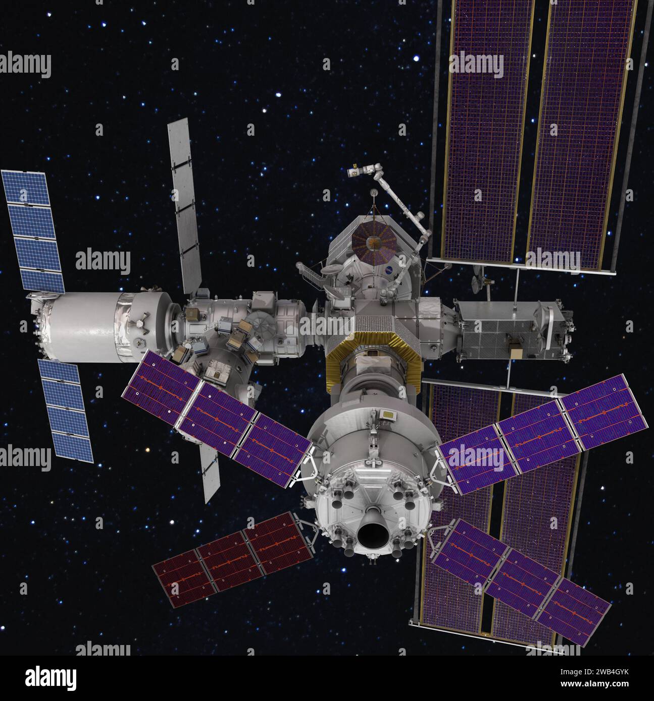 Die Gateway-Raumstation wird die erste Weltraumstation der Menschheit um den Mond sein, als wichtiger Bestandteil der Artemis-Missionen, um Menschen in die zurückzubringen Stockfoto