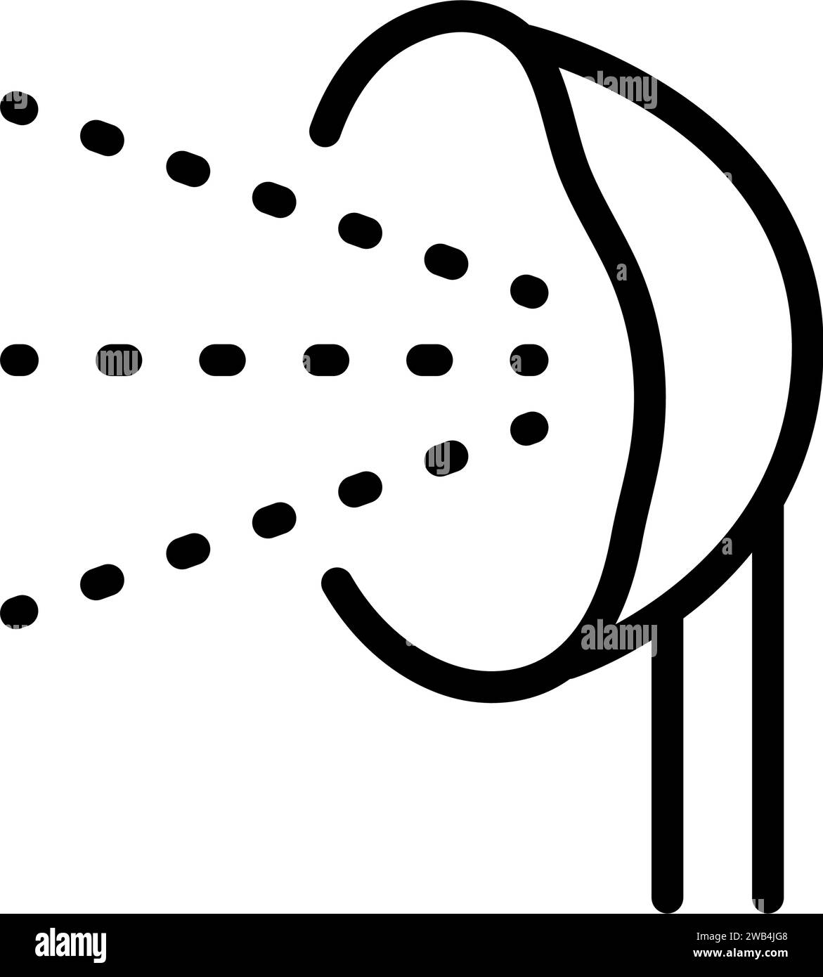 Liniensymbol einer Atemschutzmaske, Seitenansicht. Gesundheitssymbol isoliert auf transparentem Hintergrund. Symbol für Sprühwolken-Vektor. Stock Vektor