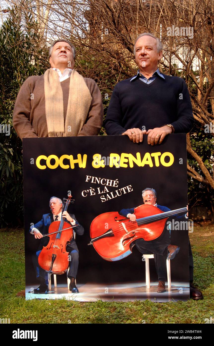 Mailand Italien 16.02.2007: Cochi e Renato, Comedy-Duo und Sänger, bei der Präsentation des Albums „Finchè c'è la salute“ Stockfoto