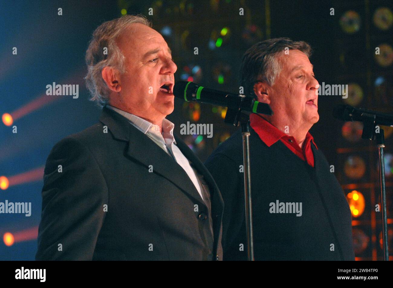 Mailand Italien 28 02 2007:Cochi e Renato, Comedy-Duo und Sänger, während der musikalischen Fernsehsendung „CD Live“ Stockfoto