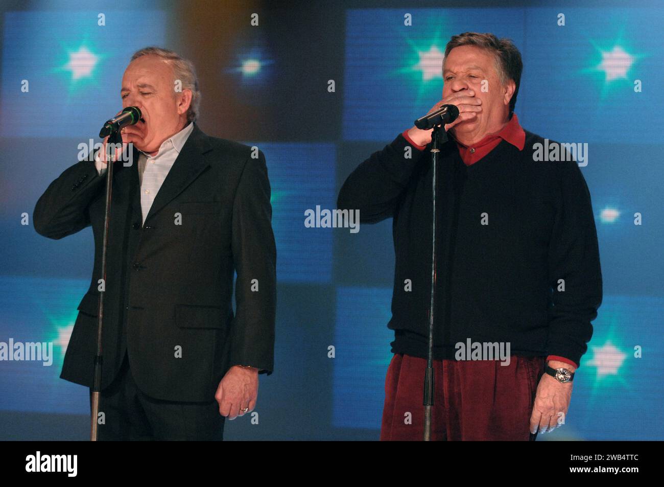 Mailand Italien 28 02 2007:Cochi e Renato, Comedy-Duo und Sänger, während der musikalischen Fernsehsendung „CD Live“ Stockfoto