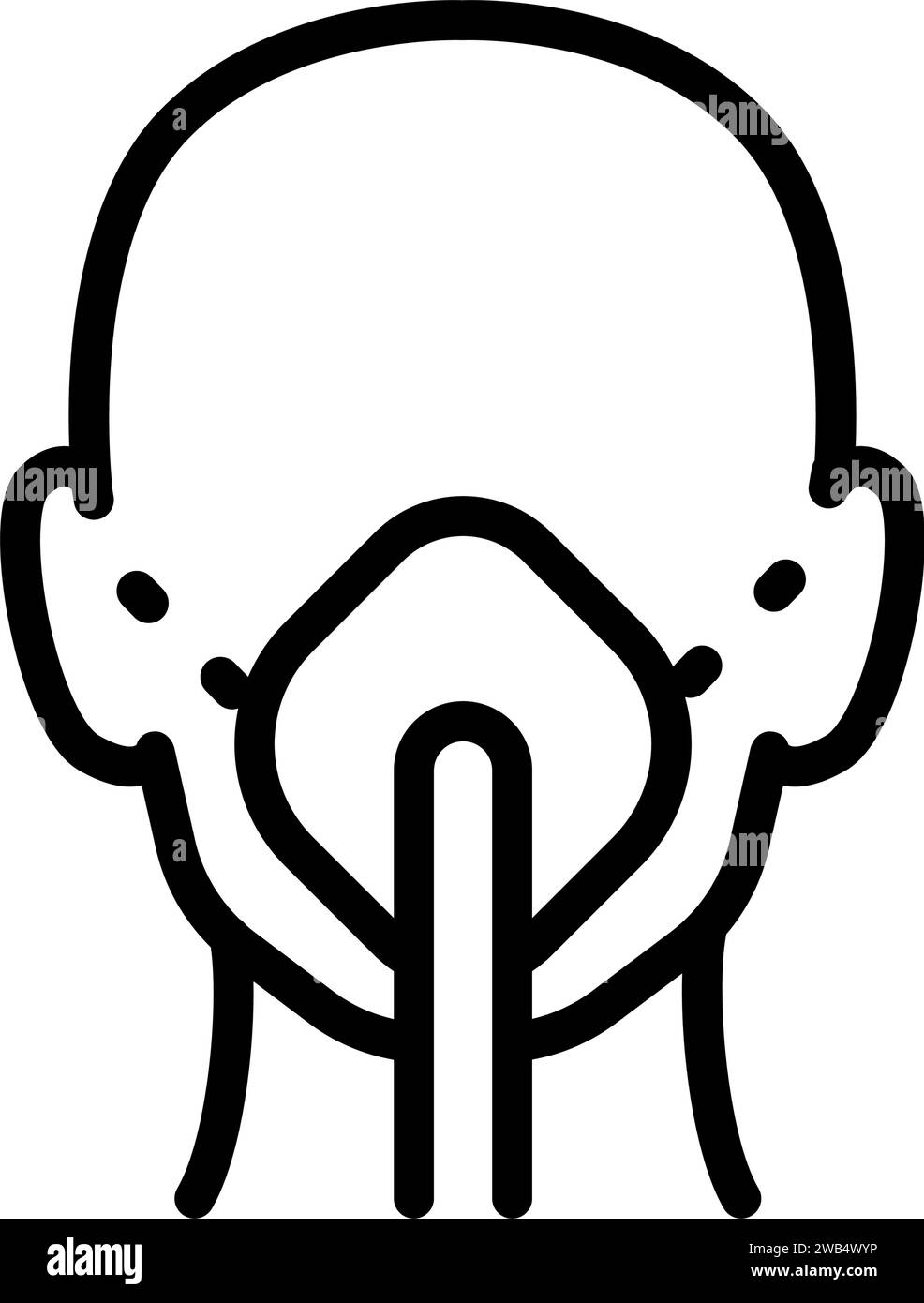 Flaches Symbol für Mann in Sauerstoffmaske. Symbol für die Bestrahlung von Aerosolatmung mit Lungengerät. Umrissdarstellung des Vektorsymbols für die Bestrahlung des Verneblers für die Web-Desi Stock Vektor