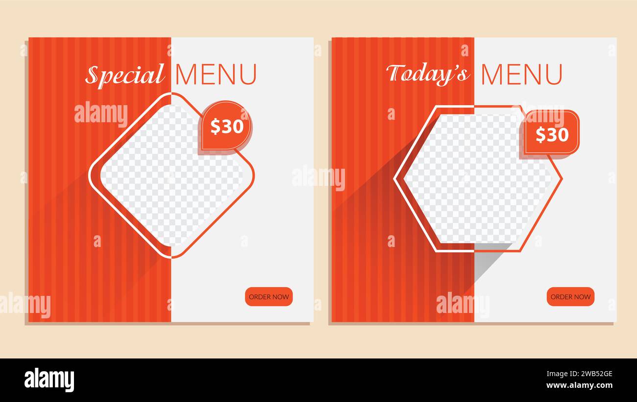 Social Media Post Food Design. Stock Vektor