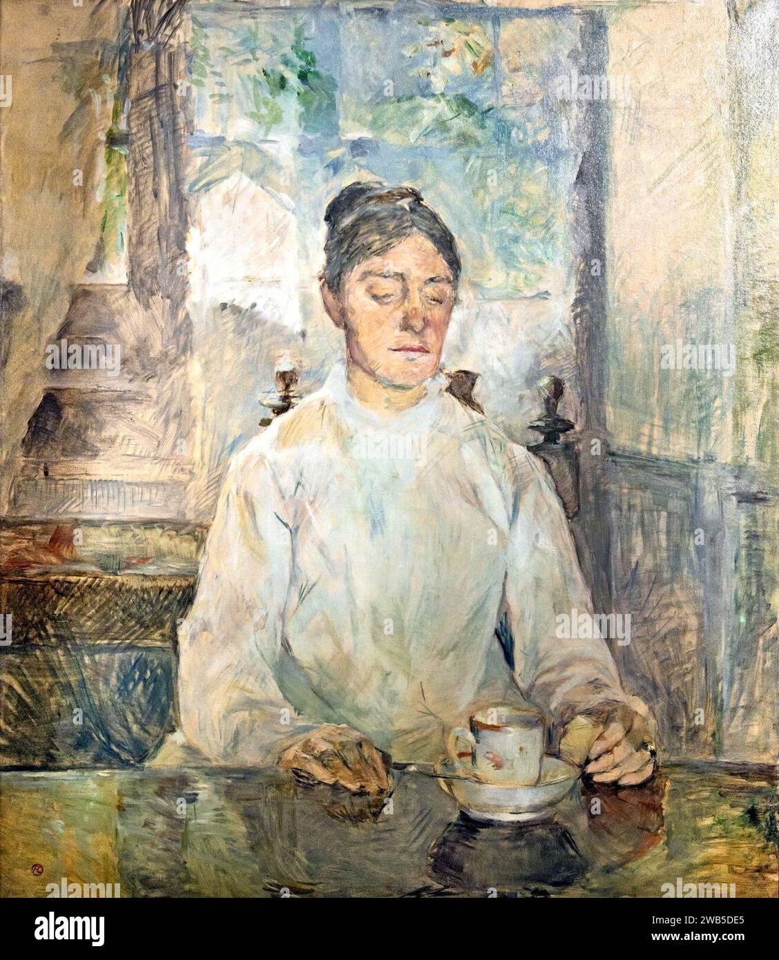 (Albi) La Comtesse Adèle de Toulouse-Lautrec petit déjeune au Château de Malromé - Toulouse-Lautrec vers 1883. Stockfoto