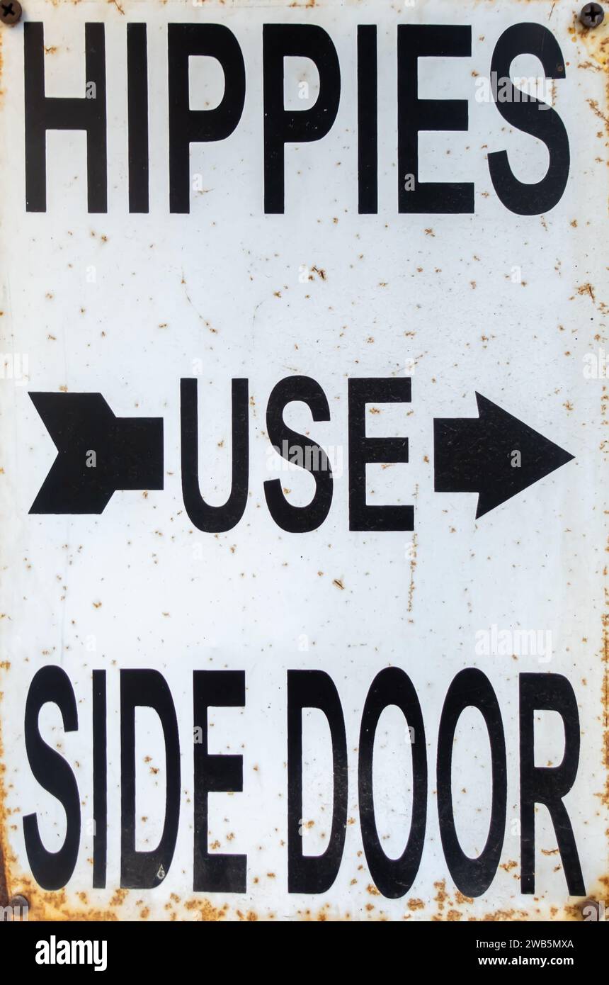 Hippies verwenden seitliche Türplatte Stockfoto