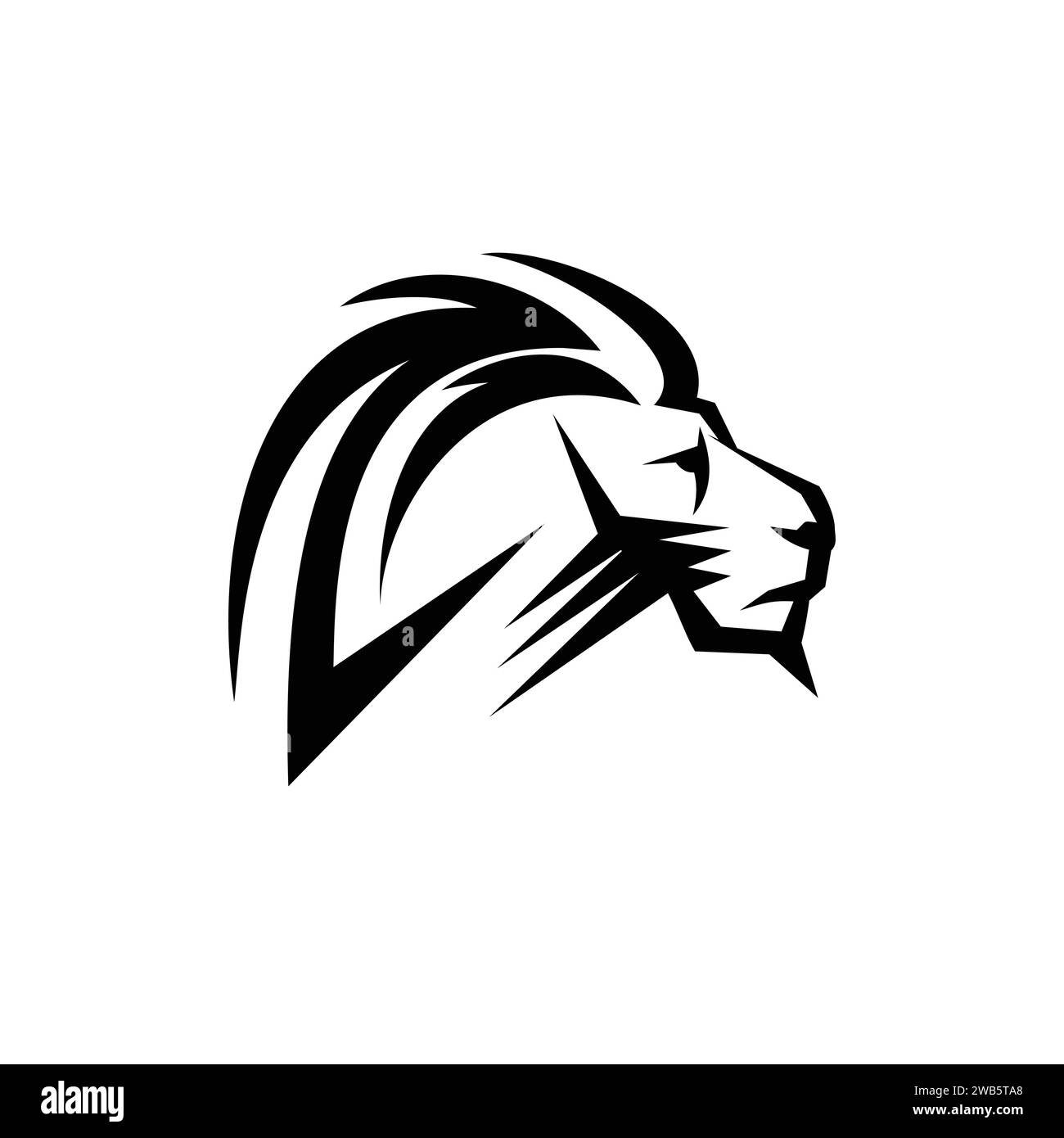 Ein dekoratives Logo mit einem Löwenkopf im Seitenprofil. Stock Vektor
