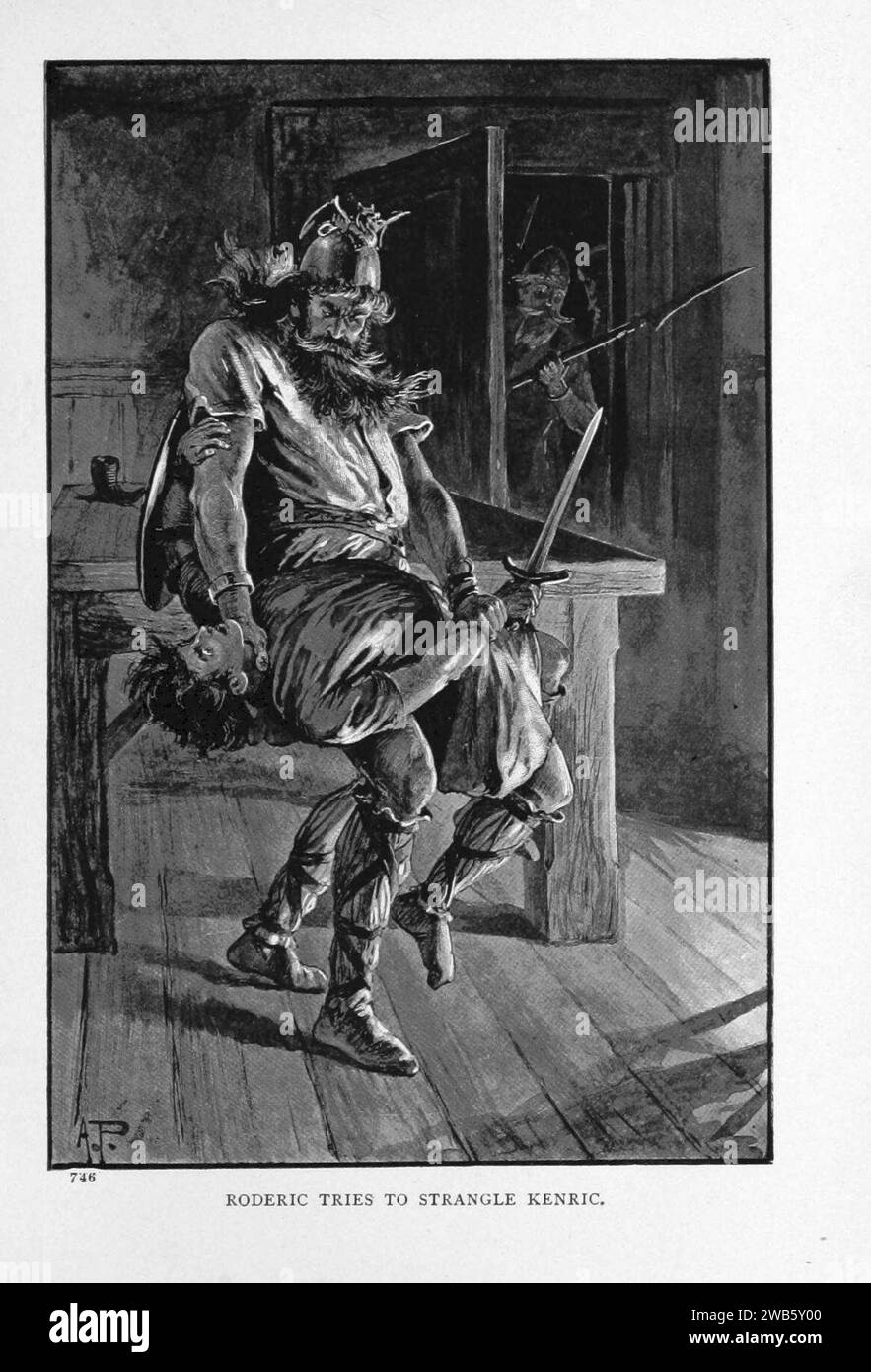 02 Illustration von Alfred Pearse (1856-1933) für das Durstschwert - eine Geschichte der nordischen Invasion Schottlands (1262-1263). Von Robert Leighton (1858-1934) Stockfoto