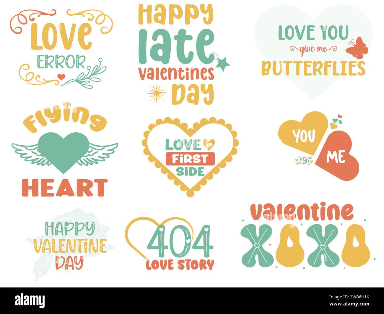 Kollektion mit Happy Valentine's Day Sublimation Bundle Design Stock Vektor