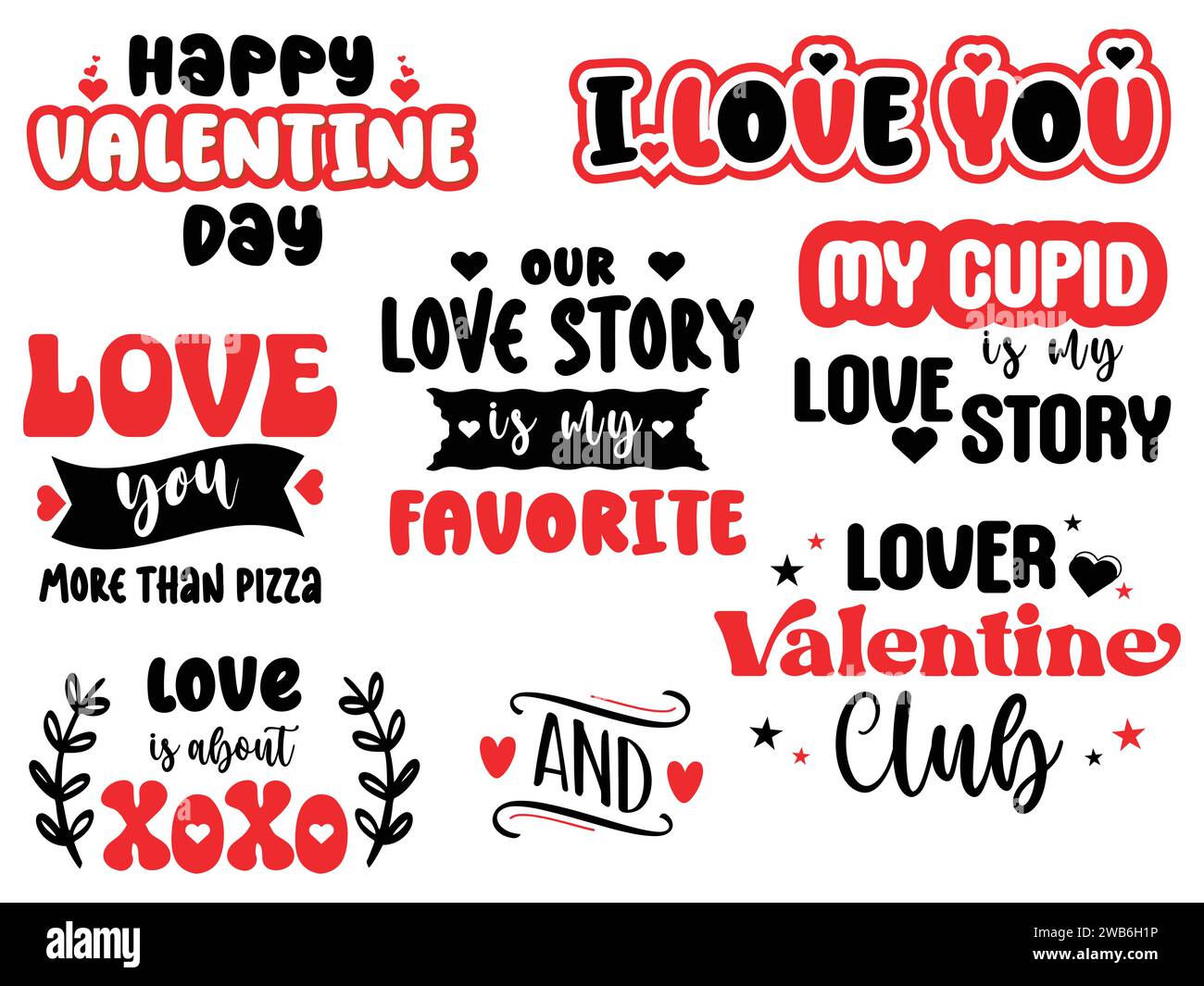 Sammlung von Happy Valentine's Day Sublimation Bundle Stock Vektor