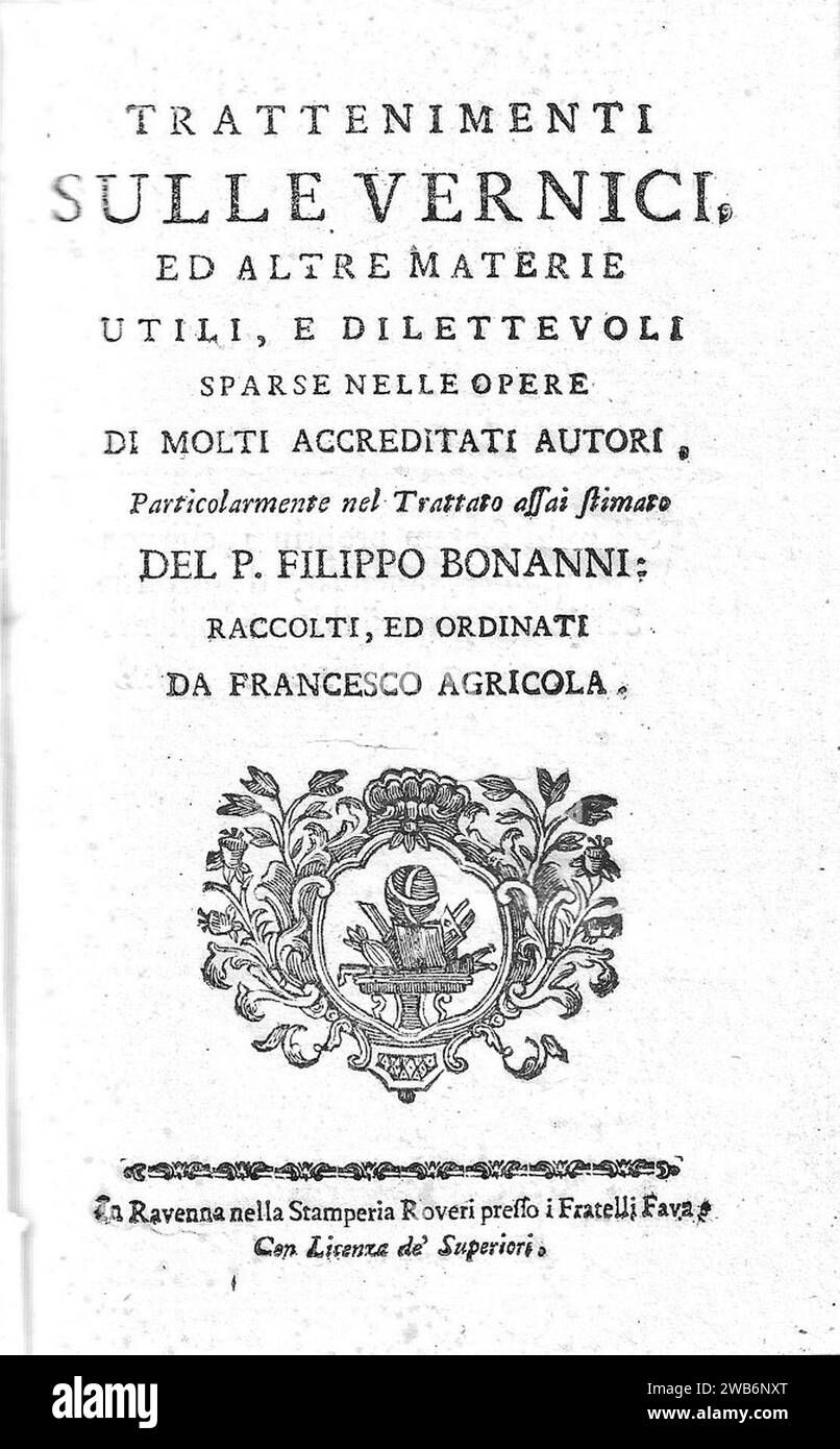 1764-Trattenimenti-sulle-vernici-000. Stockfoto
