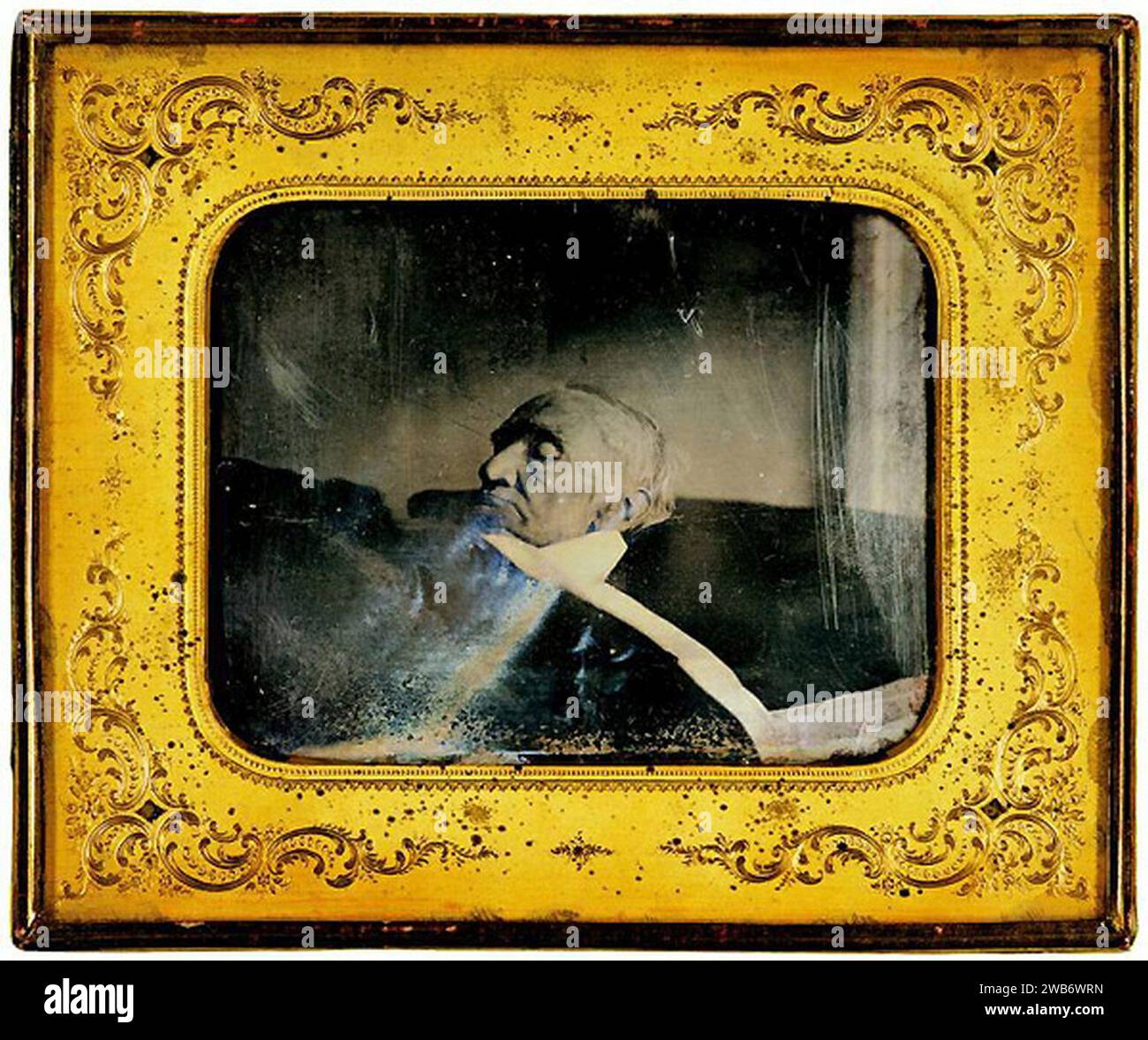 1855-02 Philipp Petri Daguerreotypie Carl Friedrich Gauß auf dem Totenbett in Göttingen, Bibliothek der Universität Göttingen. Stockfoto