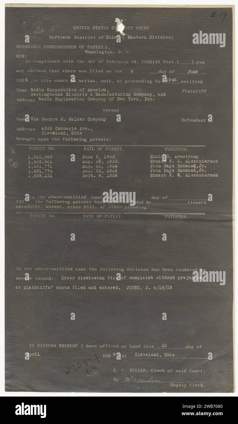 1342885 - Methode zum Empfangen von Hochfrequenzschwingungen - Edwin Armstrong - Stockfoto