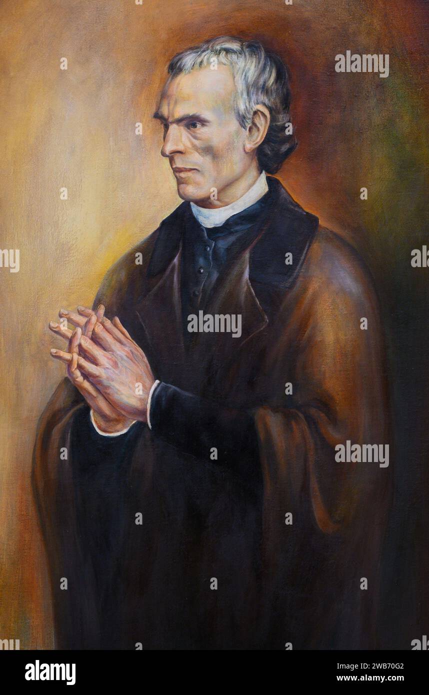 St. Peter Julian Eymard (1811-1868). Ein Gemälde. Kirche Saint Giles (Kirche St. Ägyd) in Gumpendorf, Wien. Stockfoto