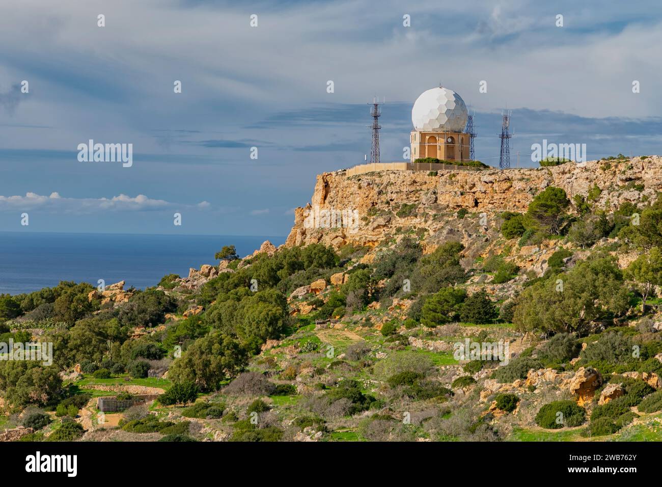 Radarstation bei Dingli Cliffs, Malta Stockfoto