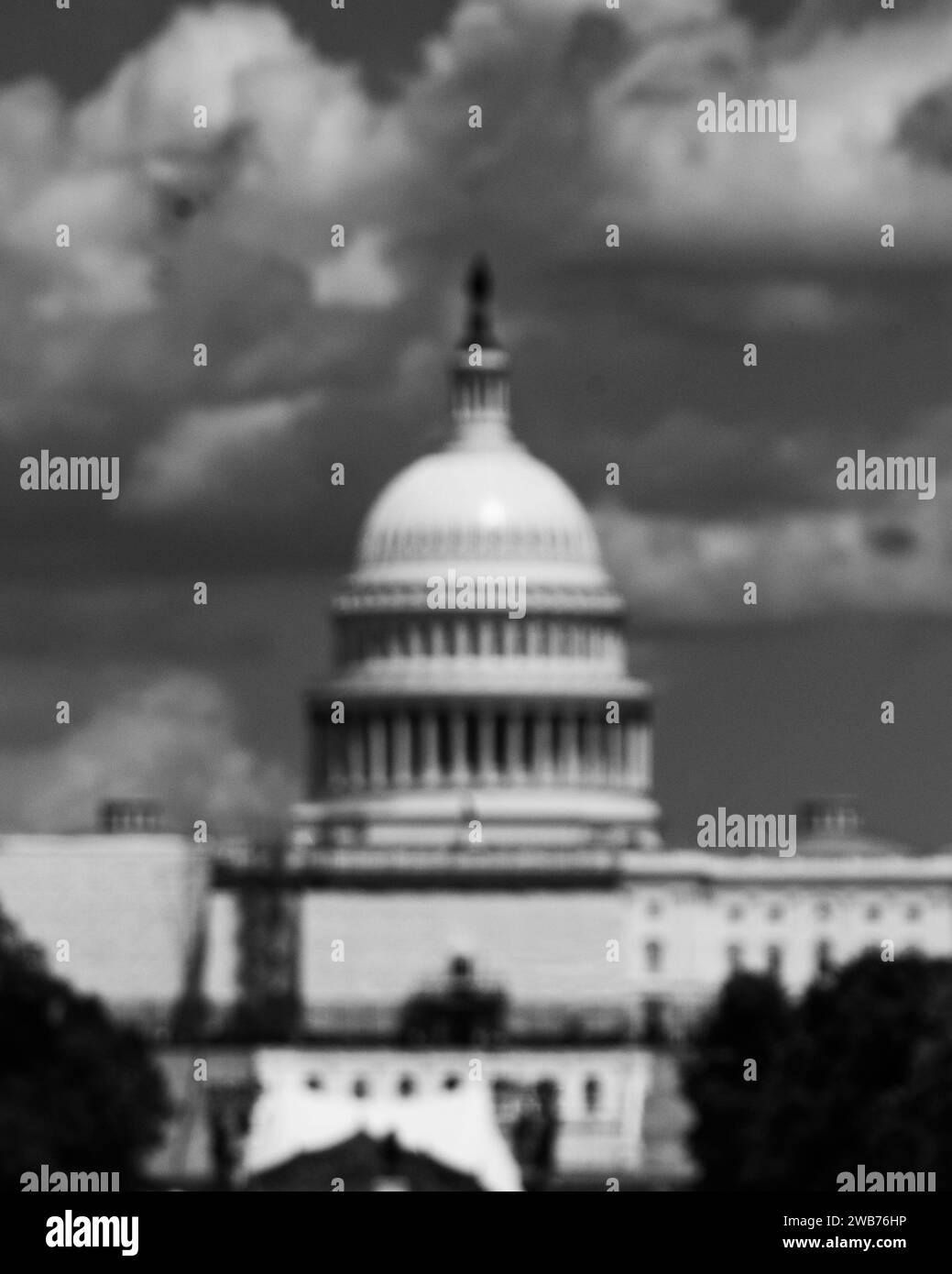 Verschwommenes US Capitol Gebäude, Washington, DC Stockfoto