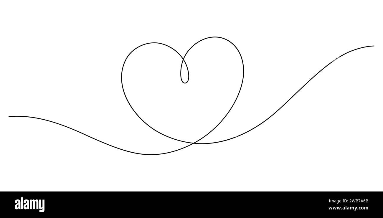 Herzform kontinuierliche dünne Linie Zeichnung Vektor Illustration Minimalismus Stock Vektor