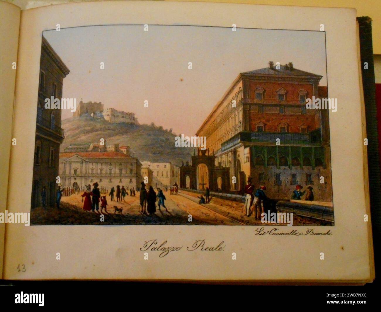 ''der Königspalast von Neapel'' - Ätzung aus dem Buch ''Souvenirs pittoresques de Naples et ses environs'', Neapel 1825 Stockfoto