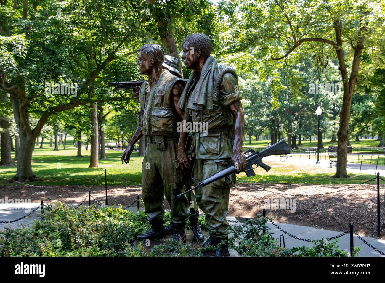 Washington DC, USA; 2. Juni 2023: Frederick Harts Bronzestatue von drei Soldaten, Denkmal zu Ehren der Vietnam-Veteranen. Stockfoto