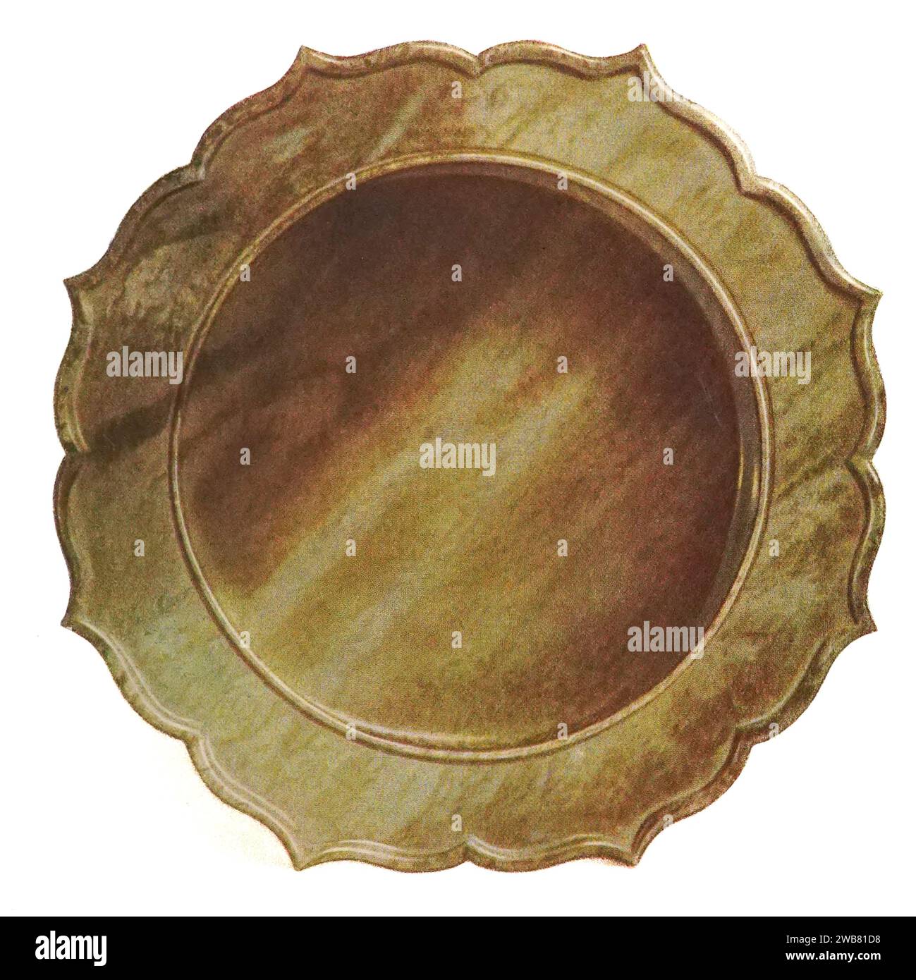 Schale in durchscheinender grüner Jade. T’ang Dynastie. D 266mm aus chinesischer Kunst : 100 farbige Platten, die Töpferwaren und Porzellan aller Epoche wiedergeben, Jacken, Lacke, Gemälde, Bronzen, Möbel, etc. von Hobson, R. L. (Robert Lockhart), 1872-1941 Erscheinungsdatum 1927 Publisher New York: the Macmillan Company Stockfoto