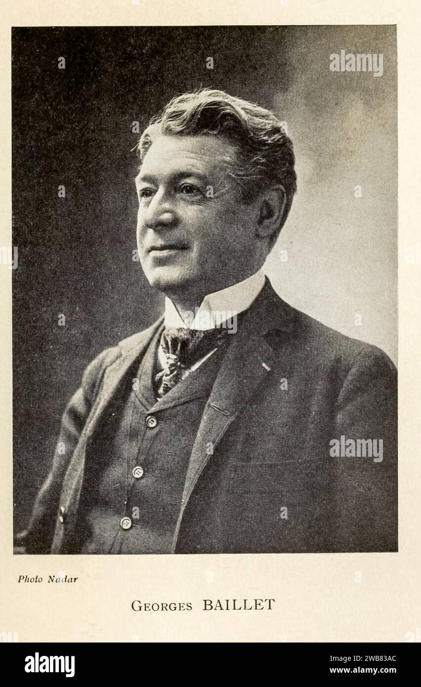 Porträt von Georges Baillet (1848–1935), Schauspieler und Mitglied der Comédie Francaise. Aus dem Buch Autour de la Comédie-Francaise : trente ans de Théâtre : 5e série Comédie-Francaise 30 Jahre Theater, veröffentlicht 1913 von Bernheim, Adrien Jacques, Stockfoto