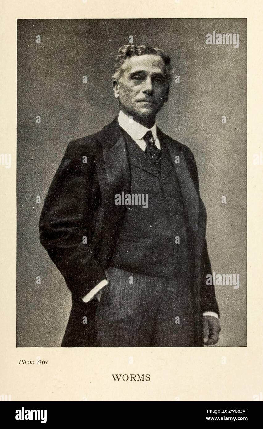 Gustave-Hippolyte Worms (* 26. November 1836–19. November 1910) war ein französischer Schauspieler und Schauspiellehrer. Aus dem Buch Autour de la Comédie-Francaise : trente ans de Théâtre : 5e série Comédie-Francaise 30 Jahre Theater, veröffentlicht 1913 von Bernheim, Adrien Jacques, Stockfoto