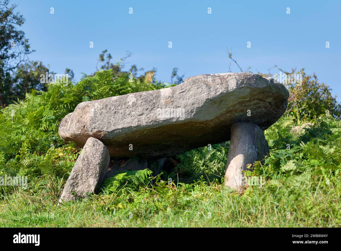 Die Grabgalerie von Keryvon ist ein Megalithkomplex in der Gemeinde Pleumeur-Bodou in Côtes-d'Armor. Stockfoto