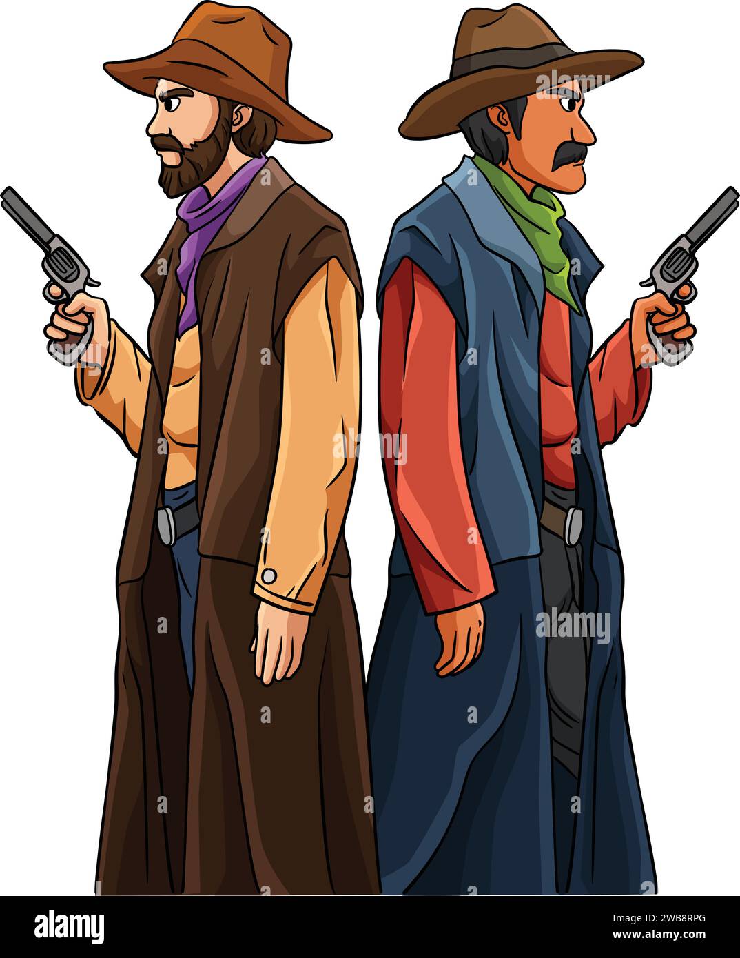 Cowboy Duel Cartoon Farbige Clipart Illustration Stock Vektor