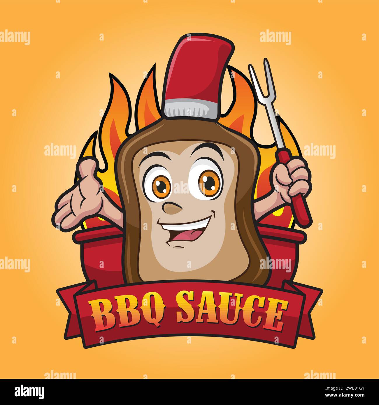 BBQ Sauce Flasche Mascot Vektor Design Stock Vektor