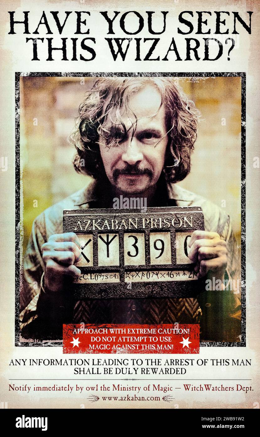 Harry Potter und der Gefangene von Azkaban 2004 Poster mit Gary Oldman als Sirius Black. Nur redaktionelle Verwendung, obligatorische Angabe: Media Associates/Warner Bros Stockfoto