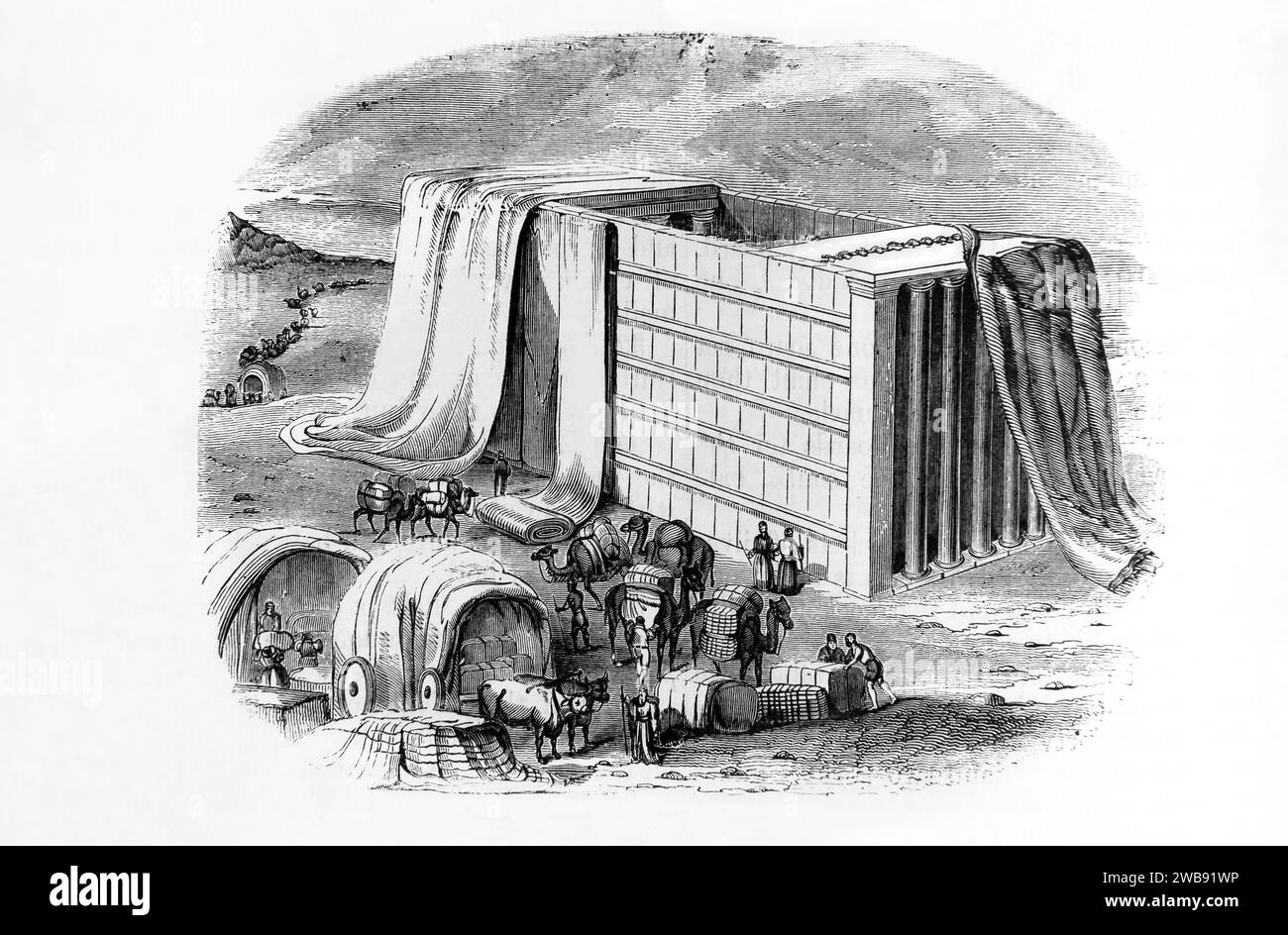 Eine Abbildung, die die Einrichtung des Tabernakels in der Wildnis zeigt (Exodus) Stockfoto Eine Abbildung, die die Einrichtung des Tabernakels in der Wildnis zeigt (Exodus) Stockfoto