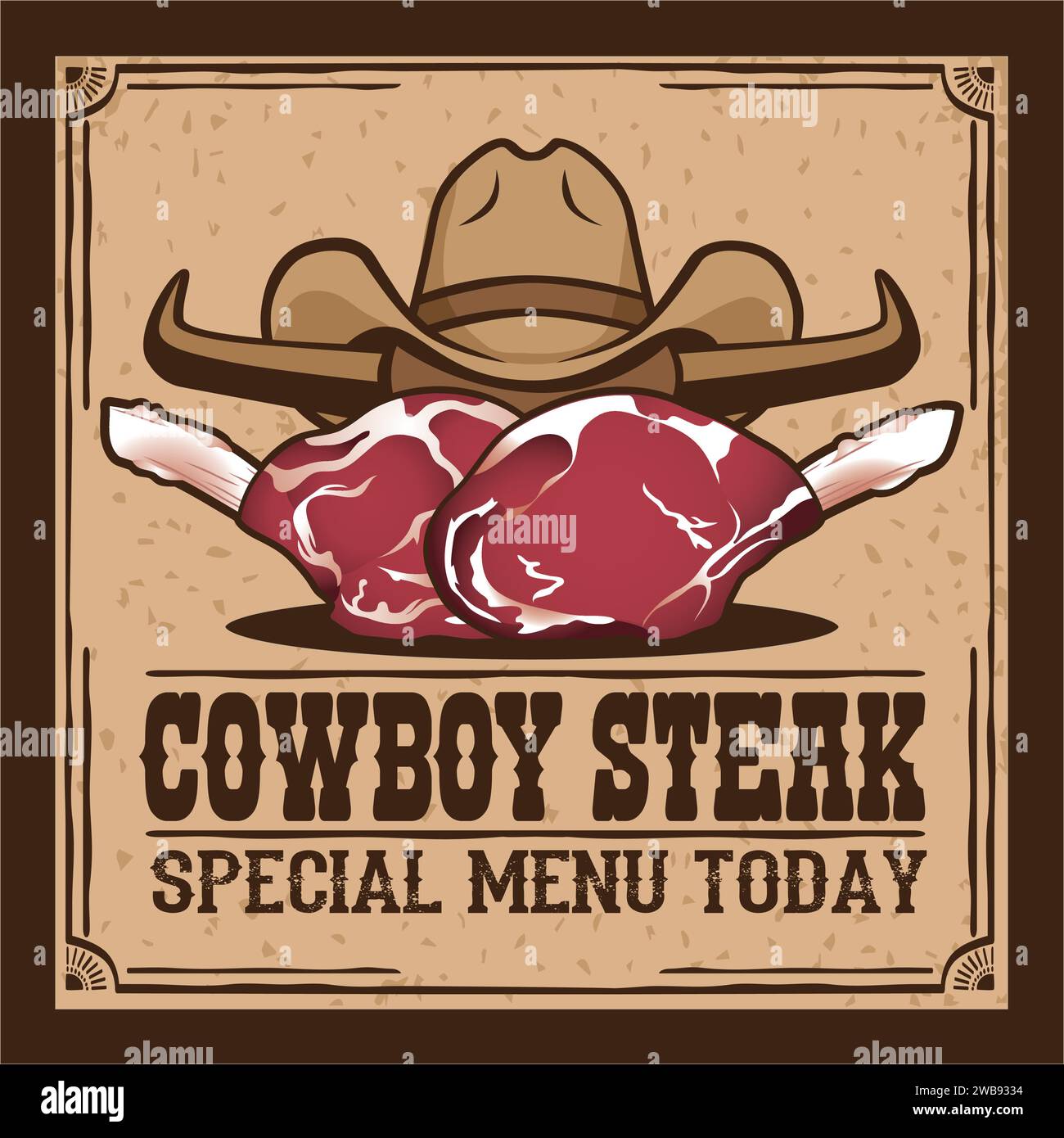 Spezialmenü Cowboy Steak Vektor Design Stock Vektor