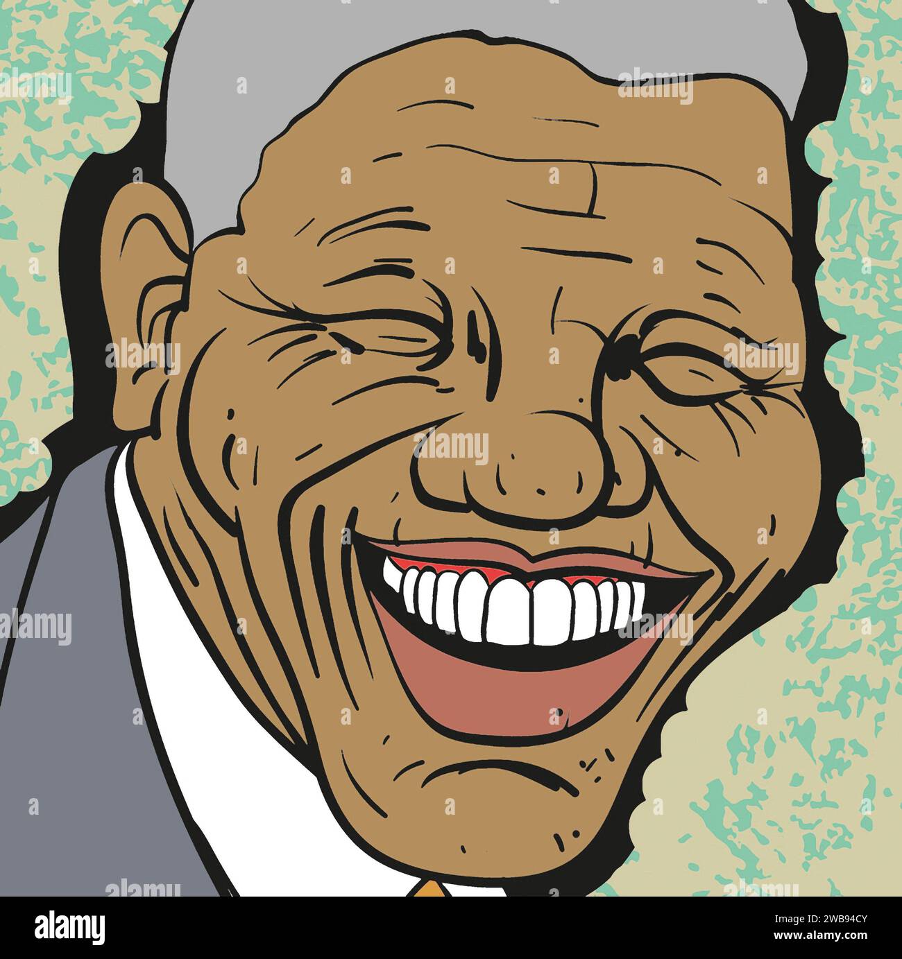 Karikaturkunst von Nelson Mandela, alias Nelson Rolihlahla Mandela, alias Rolihlahla Mandela, erster Präsident Südafrikas bei demokratischen Wahlen Stockfoto