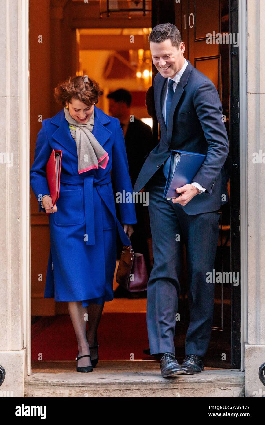 Downing Street, London, Großbritannien. Januar 2024. Gesundheitsministerin Victoria Atkins und Alex Chalk KC Abgeordneter, Lordkanzler und Justizminister, nehmen an der wöchentlichen Kabinettssitzung in der Downing Street 10 Teil. Foto: Amanda Rose/Alamy Live News Stockfoto