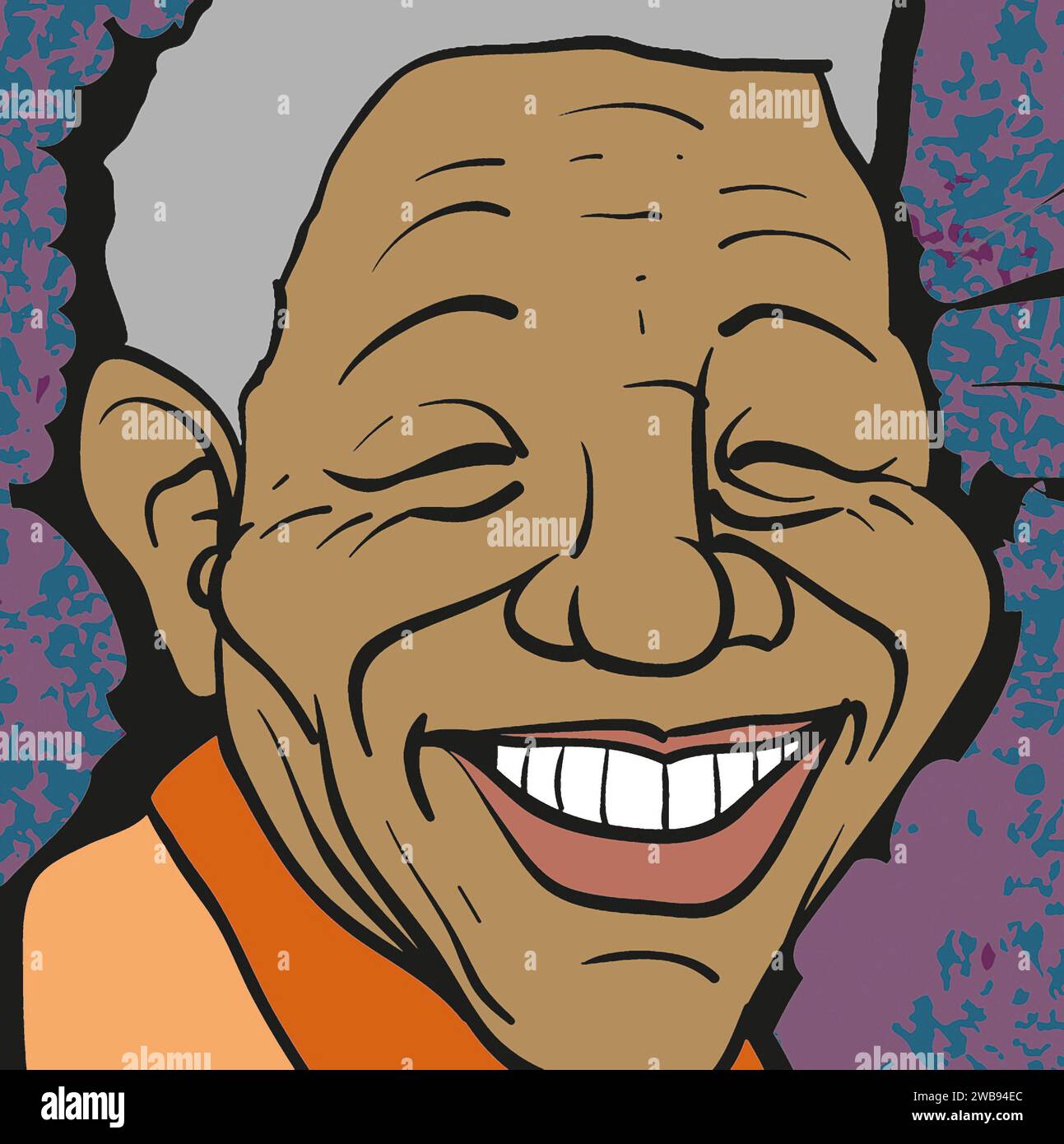 Karikaturkunst von Nelson Mandela, alias Nelson Rolihlahla Mandela, alias Rolihlahla Mandela, erster Präsident Südafrikas bei demokratischen Wahlen Stockfoto