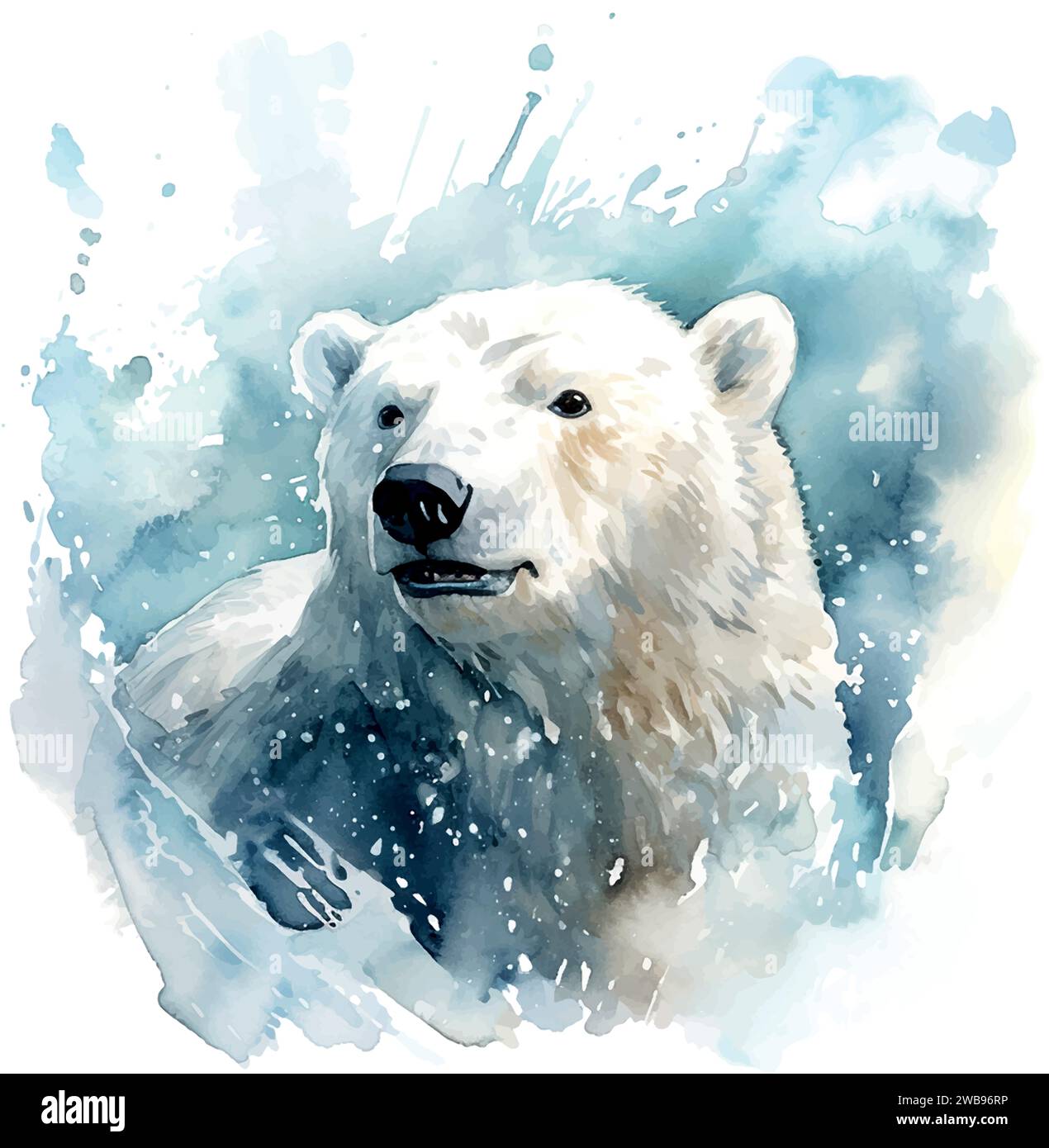 Eisbär Aquarell Kinderbuch Illustration Stil auf weiß Stock Vektor