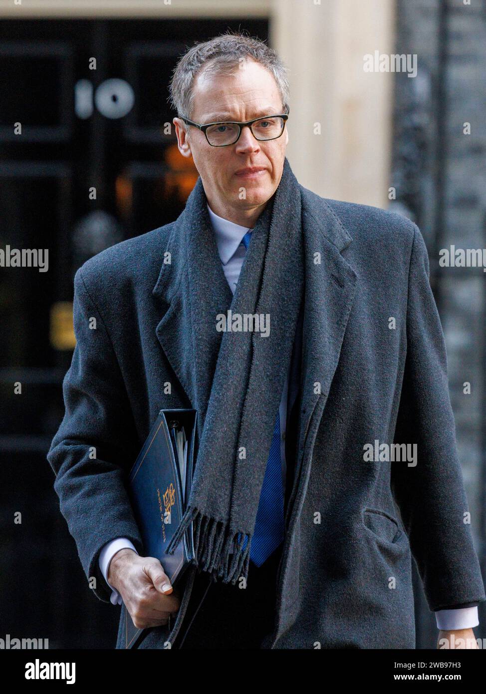 London, Großbritannien. Januar 2024. Michael Tomlinson, Staatsminister zur Bekämpfung der illegalen Migration, in der Downing Street zur ersten Kabinettssitzung des Jahres. Quelle: Mark Thomas/Alamy Live News Stockfoto