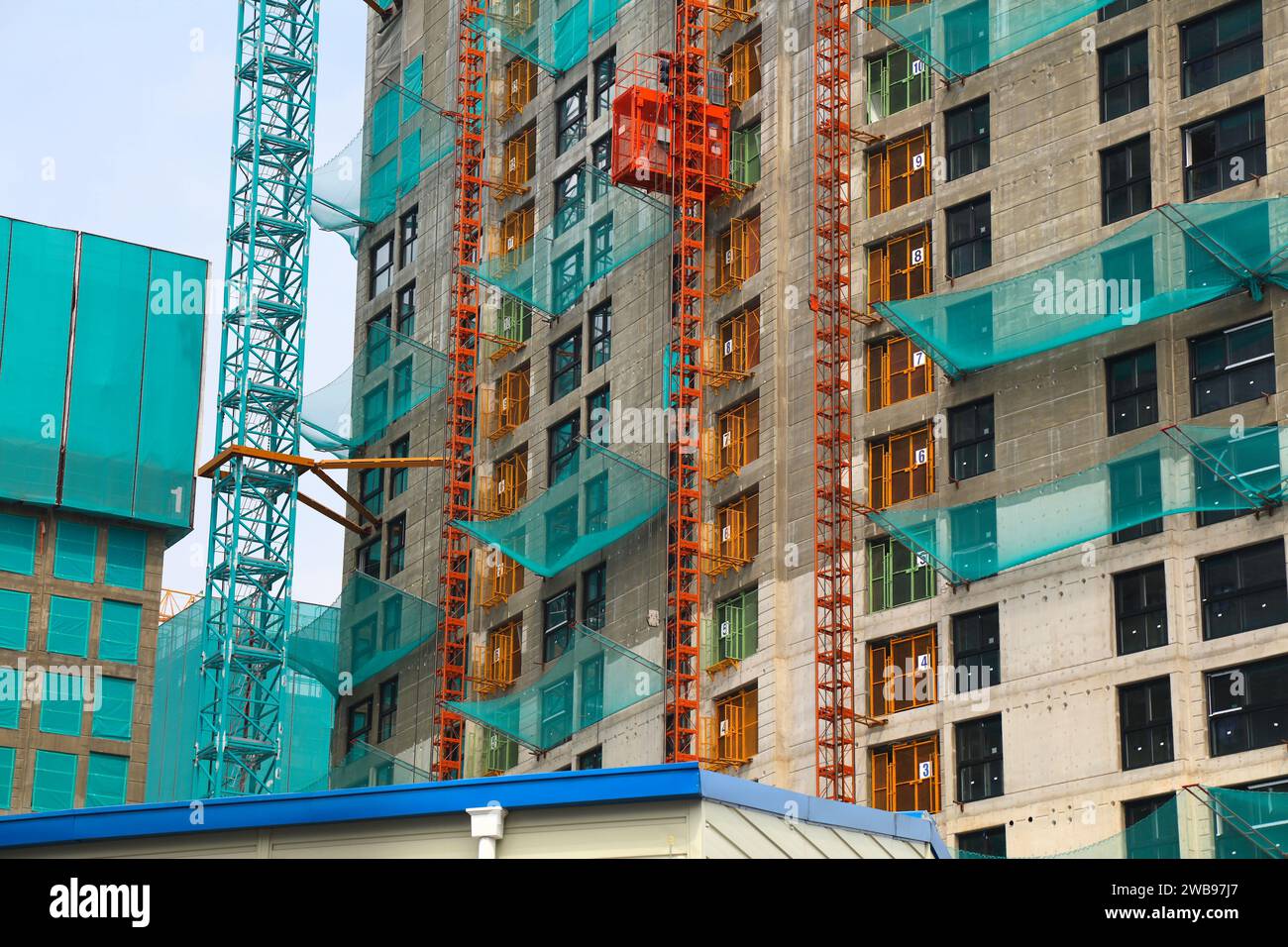 Große Baustelle für den Wohnungsbau im Dongnae-gu-Viertel in Busan, Südkorea. Stockfoto