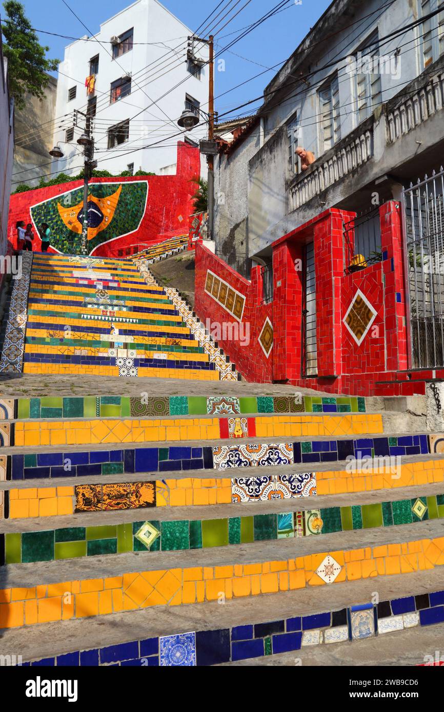 RIO DE JANEIRO, BRASILIEN - 19. OKTOBER 2014: selaron Schritte in Rio de Janeiro. Das Wahrzeichen wurde von chilenischen Künstler Jorge Selaron in 1990-2013 erstellt Stockfoto
