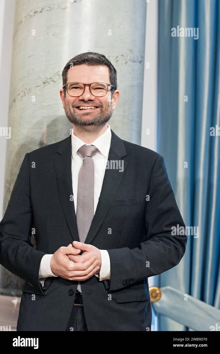 09.01.2024,Berlin,Schloss Bellevue,Neujahrsempfang des Bundespräsidenten Frank-Walter-Steinmeier für Repräsentanten des öffentlichen Lebens und rund 60 engagierte Bürgerinnen und Bürger aus allen Bundesländern.Foto:Marco Buschmann Bundesminister der Justiz FDP *** 09 01 2024,Berlin,Schloss Bellevue,Neujahrsempfang durch Bundespräsident Frank Walter Steinmeier für Vertreter des öffentlichen Lebens und rund 60 engagierte Bürger aus allen bundesländern Foto Marco Buschmann Bundesjustizminister FDP Stockfoto